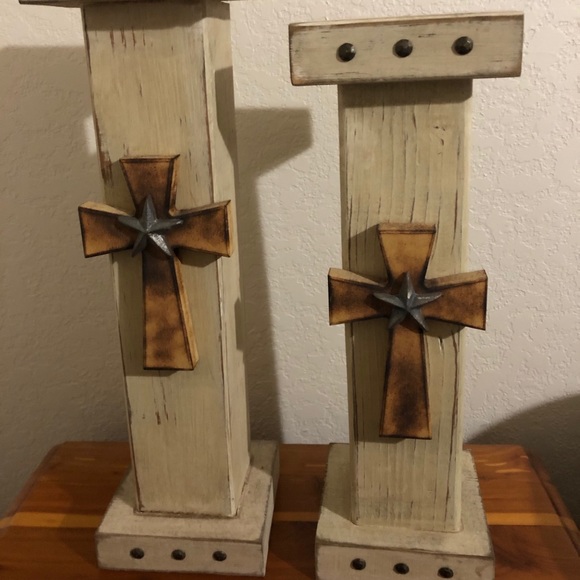 Wooden candle stick holders